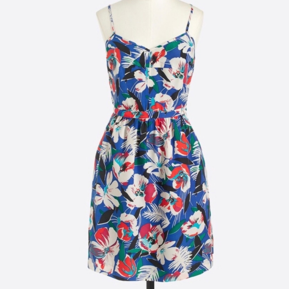 J Crew Factory Blue Printed Seaside Cami Dress 4